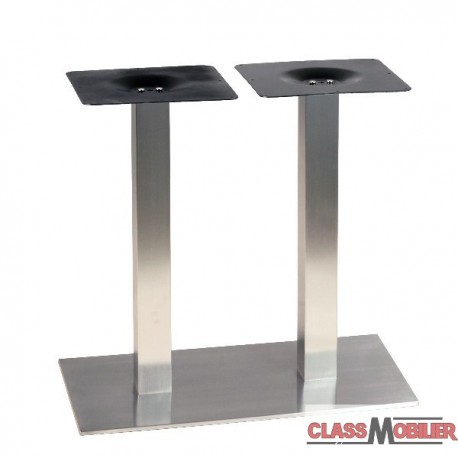 Pied de table pour table de 4 personnes en inox brossé ultra plat