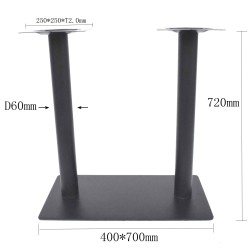 Pied de table pour plateau rectangulaire en acier noir ultra plat