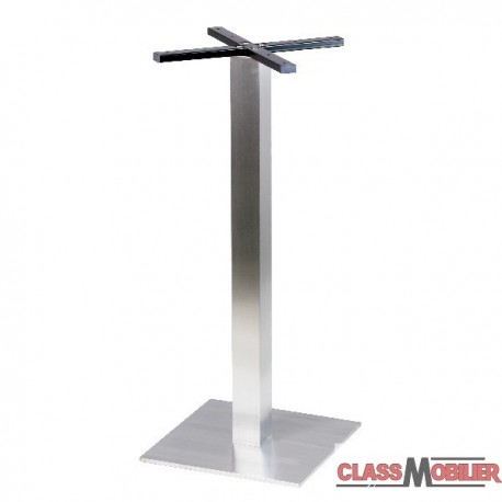 Pied de table haute mange debout en inox brossé base carrée