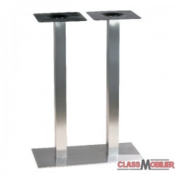 Piètement de table haute en inox brossé ultra plat pour 4 personnes